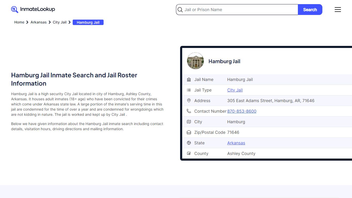 Hamburg Jail Inmate Search and Jail Roster Information
